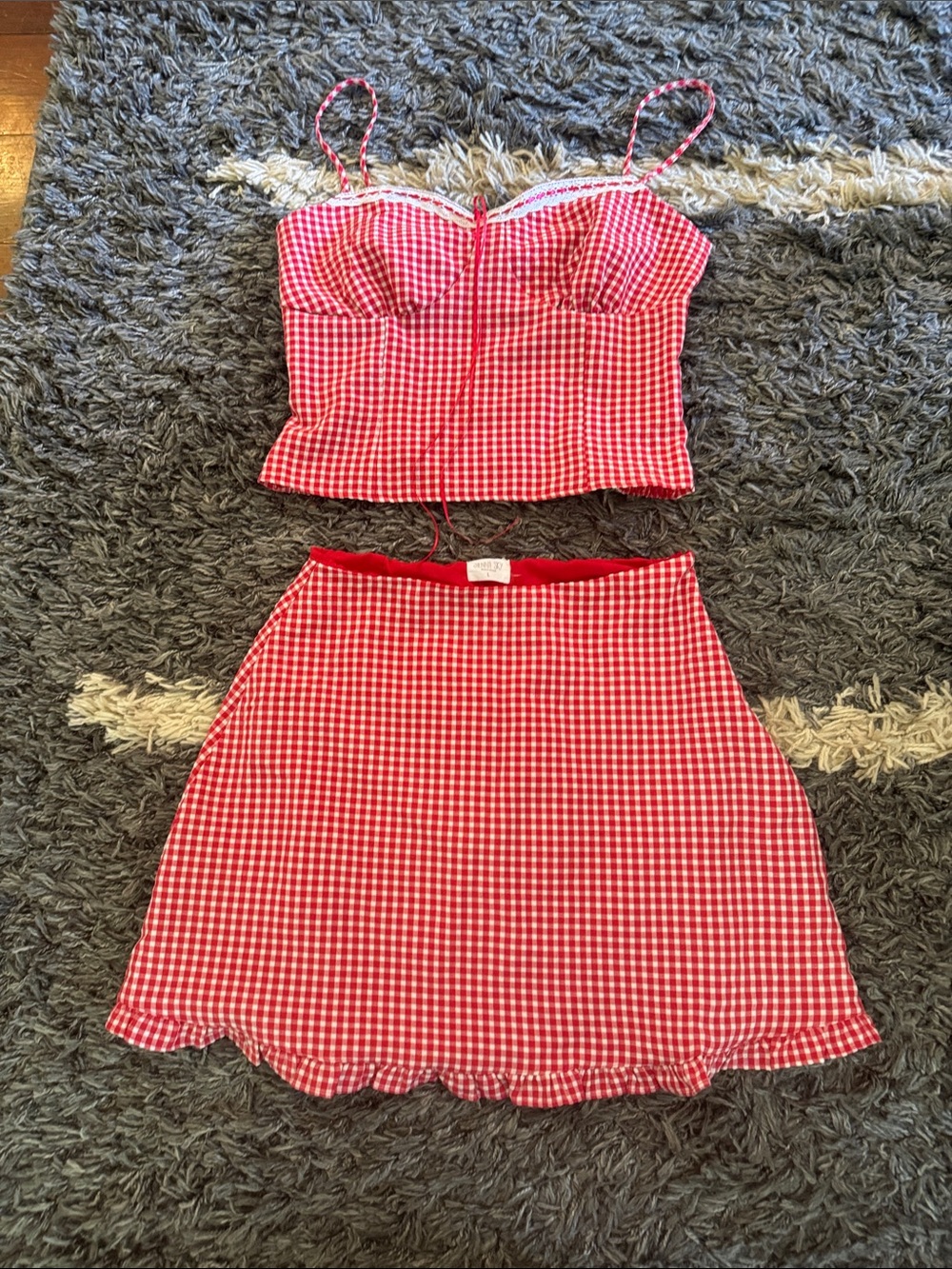 Sienna Sky Red and White Gingham Two-Piece Set